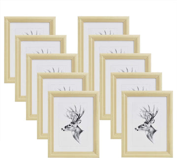 10-delige set houten fotolijsten met glas 13x18 cm | Naturel