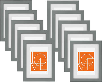 10-delige fotolijstset met papieren passe-partout 13x18 cm | Grijs
