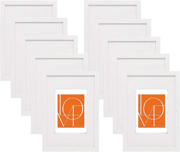 10-delige set fotolijsten met passe-partout | Wit | 15x20 cm