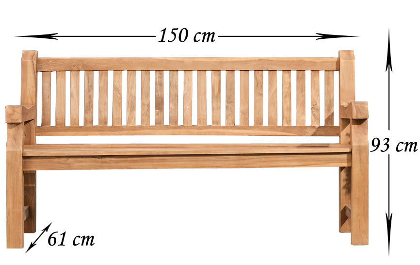 Massieve Teakhouten Tuinbank - Buitenbank - Duurzaam Design van Teak Kleur teak Maat