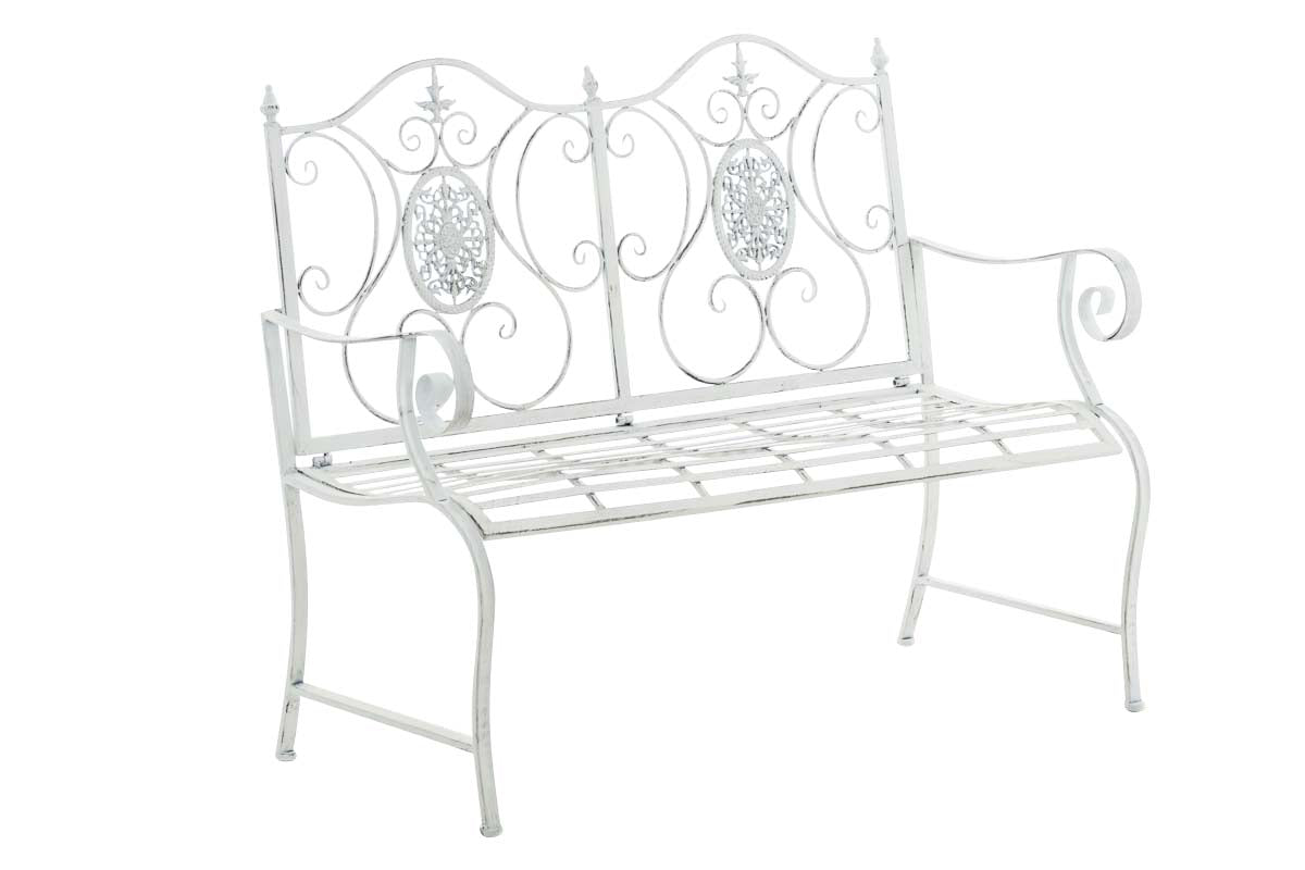 Romantische Tuinbank - Sierlijke Patio Zitmeubel - Duurzaam Hoogwaardig IJzer Kleur antiek wit