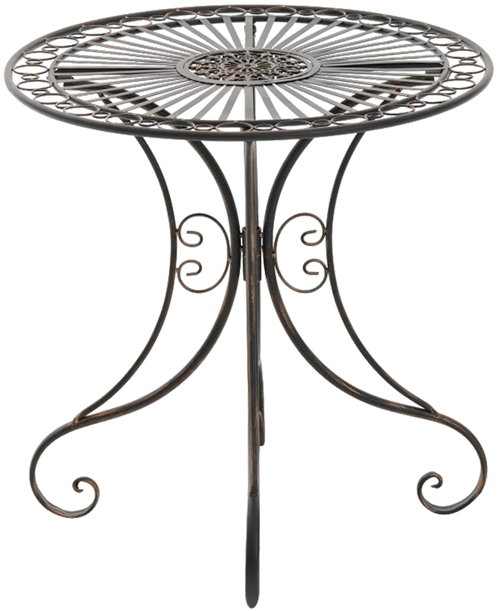 Elegante Tuintafel - Nostalgisch Design - Stabiel & Compact - IJzer, Gepatineerde Afwerking Kleur brons