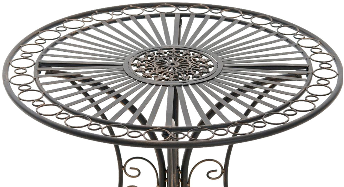 Elegante Tuintafel - Nostalgisch Design - Stabiel & Compact - IJzer, Gepatineerde Afwerking Kleur brons