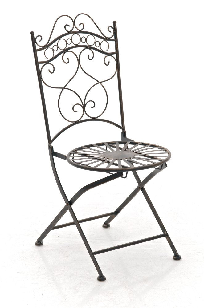 Charmante IJzeren Tuinstoel - Bistrostoel - Stabiel & Nostalgisch Design Kleur brons