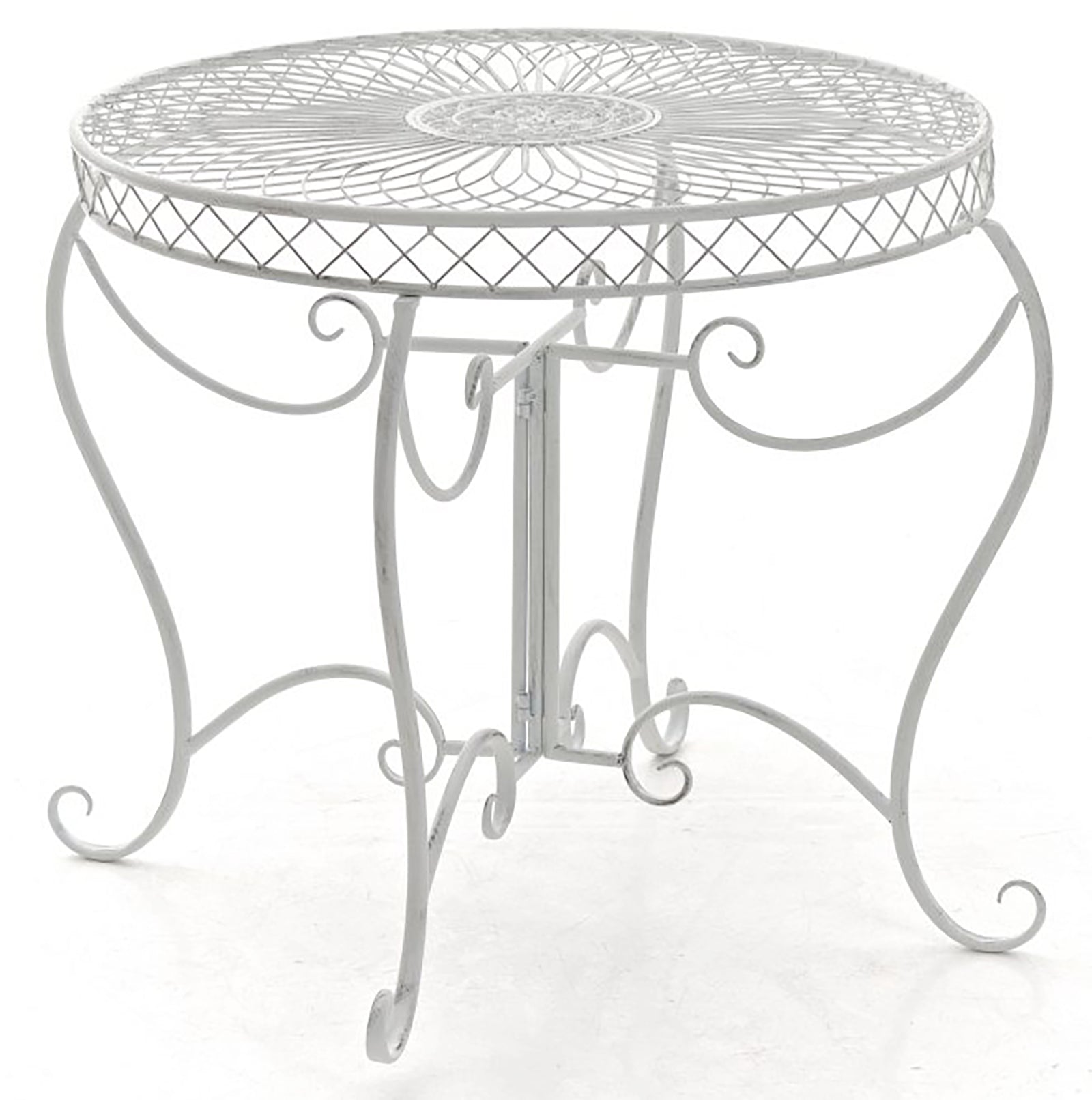 Tuin Tafel - Nostalgische Stijl - Handgemaakt Antieke Patina - IJzer Stabiel Kleur antiek wit