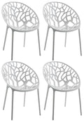 4-delige Set Stapelbare Tuinstoelen - Bistrostoelen - Weerbestendig en Ruimtebesparend Design Kleur lichtgrijs