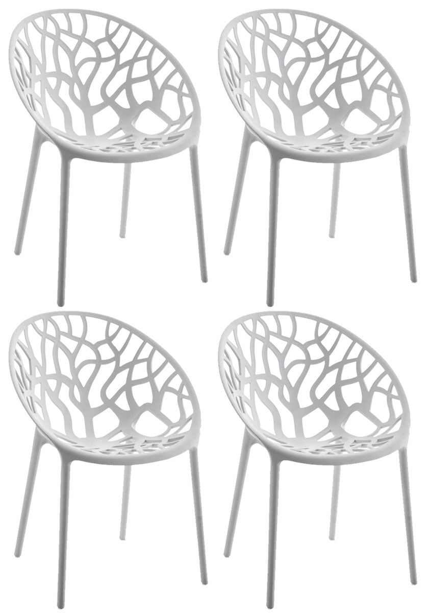 4-delige Set Stapelbare Tuinstoelen - Bistrostoelen - Weerbestendig en Ruimtebesparend Design Kleur lichtgrijs