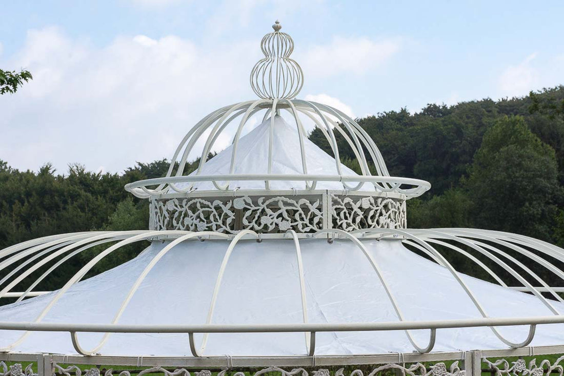 Wit Dak Luxe Paviljoen – Waterdicht PVC Zeildoek – Vervangdak – Ø 350 cm – Weerbestendig Kleur wit