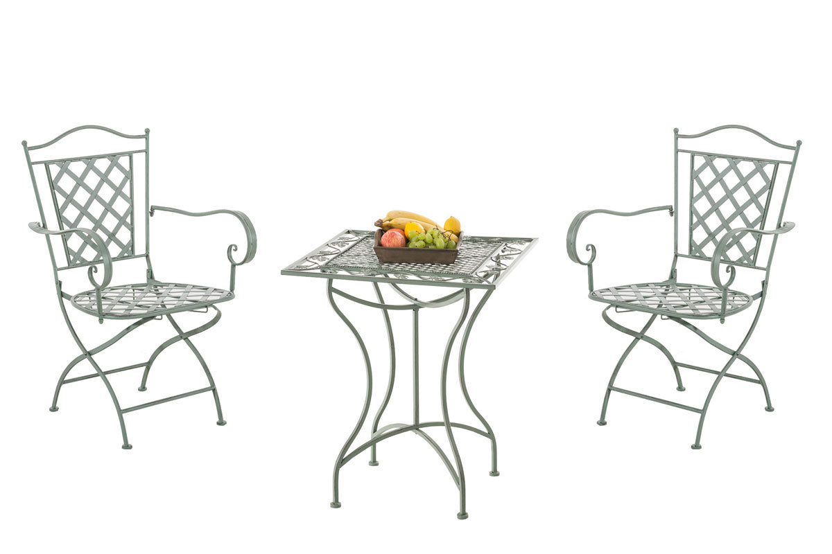 Handgemaakte Klassieke Tuinset - Nostalgische Tuinmeubelset - Blikvanger voor tuin of terras Kleur antiek-groen