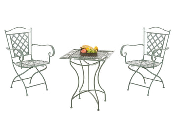 Handgemaakte Klassieke Tuinset - Nostalgische Tuinmeubelset - Blikvanger voor tuin of terras Kleur antiek-groen