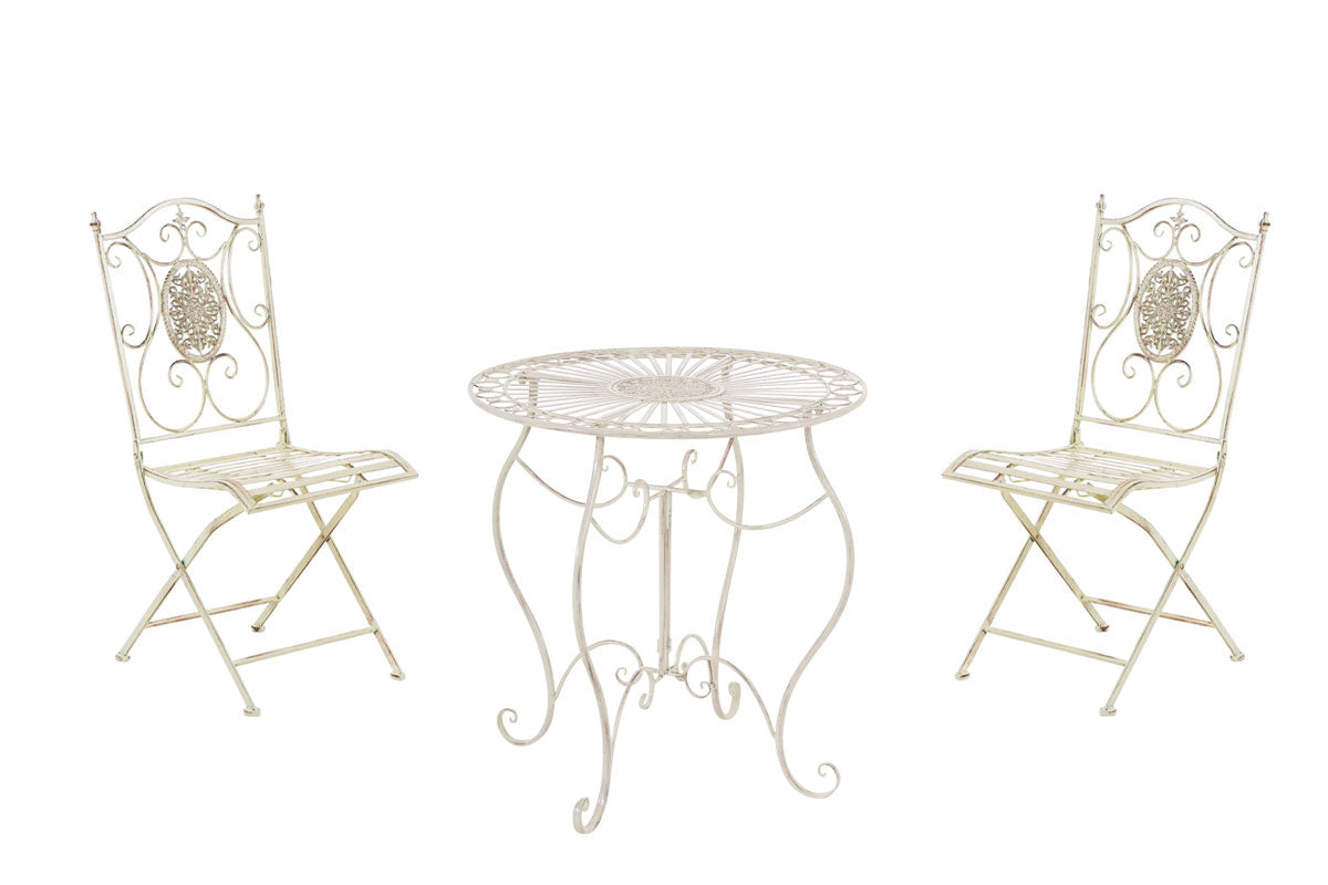 Tuinset Nostalgisch Design - Elegant Tuinmeubilair - Handgemaakt IJzer voor Stabiliteit Kleur antiek-crème