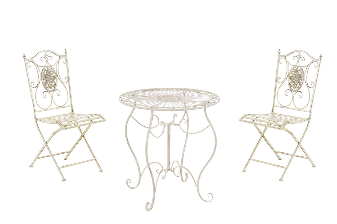Tuinset Nostalgisch Design - Elegant Tuinmeubilair - Handgemaakt IJzer voor Stabiliteit Kleur antiek-crème