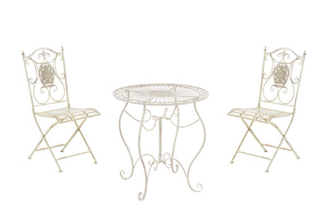Tuinset Nostalgisch Design - Elegant Tuinmeubilair - Handgemaakt IJzer voor Stabiliteit Kleur antiek-crème