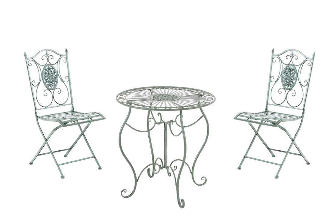Nostalgisch Design Tuinset - Klassiek Meubel - Handgemaakte Details, Stabiel Ijzer Kleur antiek-groen