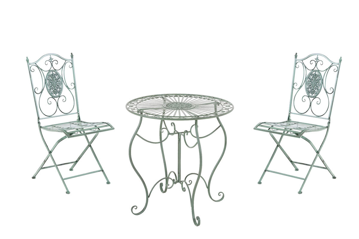 Nostalgisch Design Tuinset - Klassiek Meubel - Handgemaakte Details, Stabiel Ijzer Kleur antiek-groen