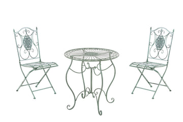 Nostalgisch Design Tuinset - Klassiek Meubel - Handgemaakte Details, Stabiel Ijzer Kleur antiek-groen