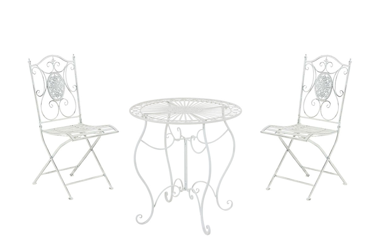 Nostalgisch Design Tuinset - Klassiek Meubel - Handgemaakte Details, Stabiel Ijzer Kleur antiek wit
