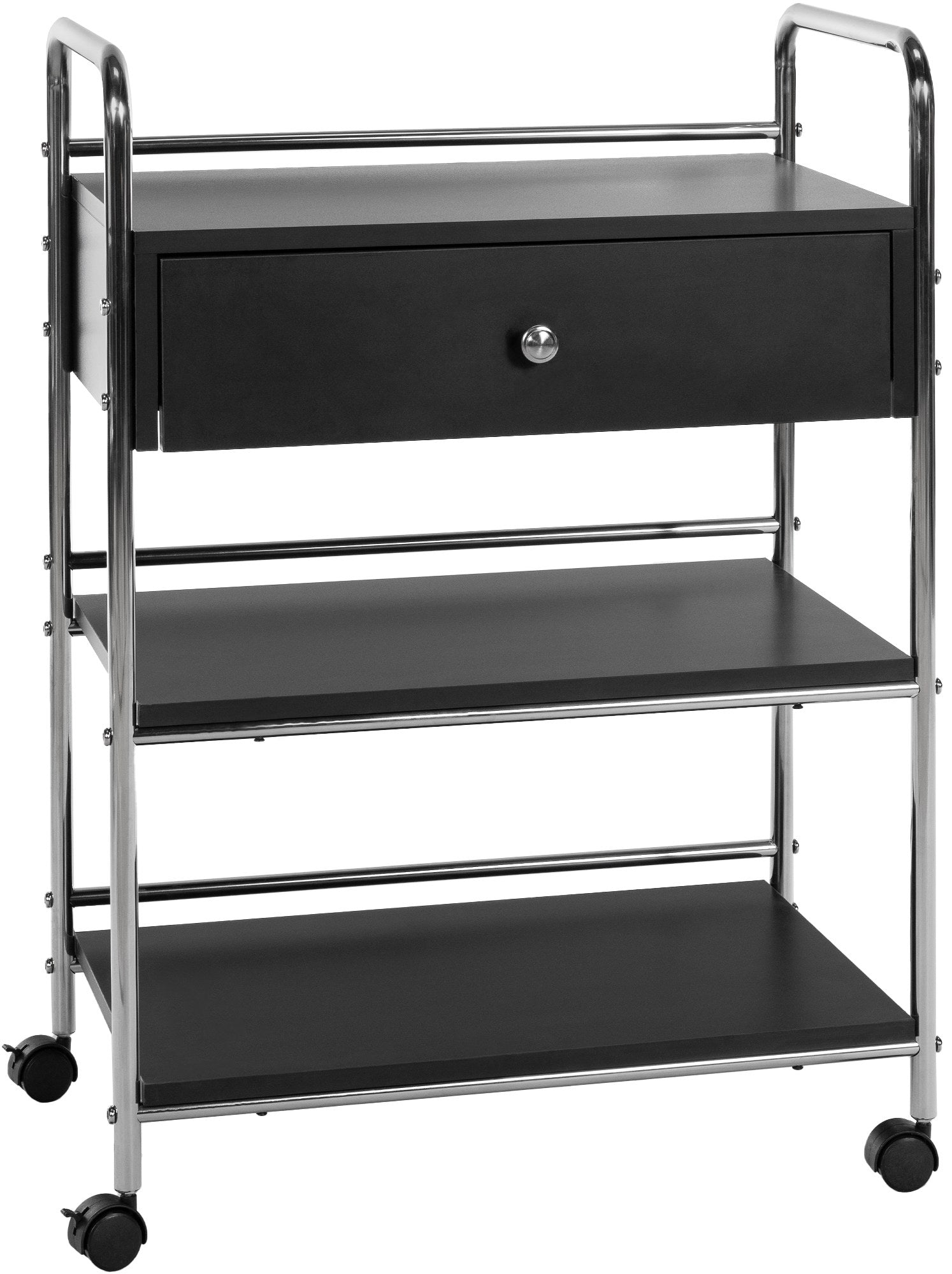 Opbergwagen, Transportkar, Veelzijdig - Soft-close Lade en Vergrendelbare Wielen Kleur zwart