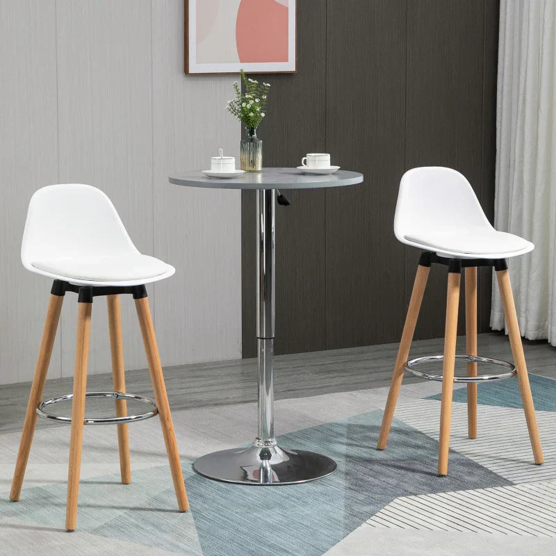 2 Barhocker - Skandinavische Barstühle | Farbe: Weiß | Abmessungen: 42,5x38,5x91 cm