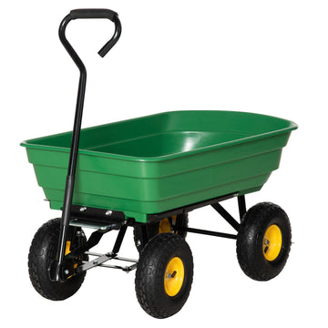 Tuinkar 75 L, 200 kg, kiepfunctie | Kleur: Groen, Geel | Afmetingen: 52x109x94 cm