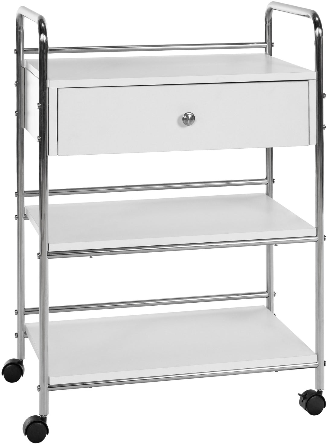 Opbergwagen, Transportkar, Veelzijdig - Soft-close Lade en Vergrendelbare Wielen Kleur wit