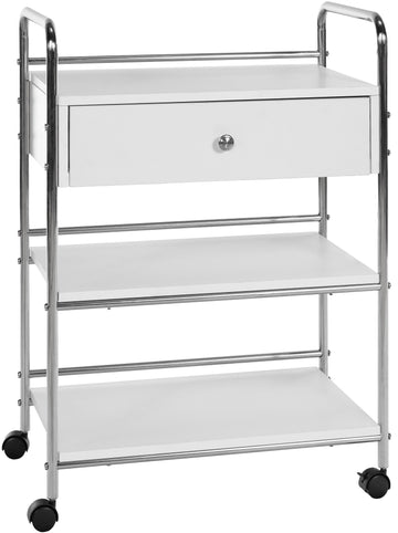 Opbergwagen, Transportkar, Veelzijdig - Soft-close Lade en Vergrendelbare Wielen Kleur wit