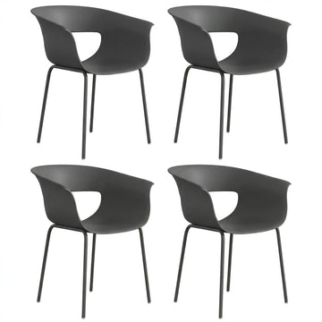 Tuinstoelen 4-delige set - Balkonstoelen | Kleur: Donkergrijs | Afmetingen: 61x51x74 cm