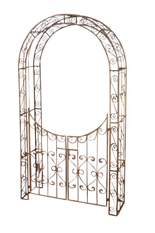Tuin Verdeelboog met Poort - Handgemaakt IJzer - Duurzaam en Stijlvol voor Elke Tuin Kleur antiek bruin