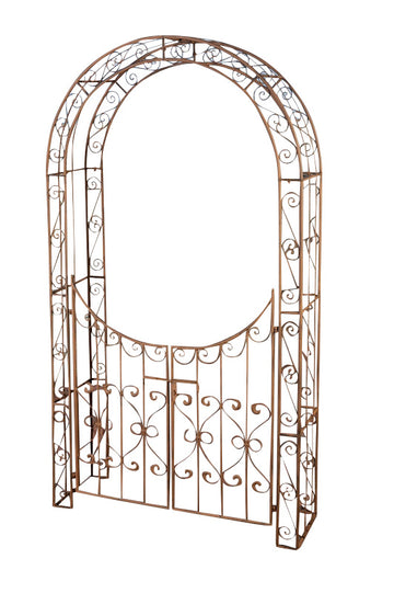 Tuin Verdeelboog met Poort - Handgemaakt IJzer - Duurzaam en Stijlvol voor Elke Tuin Kleur antiek bruin