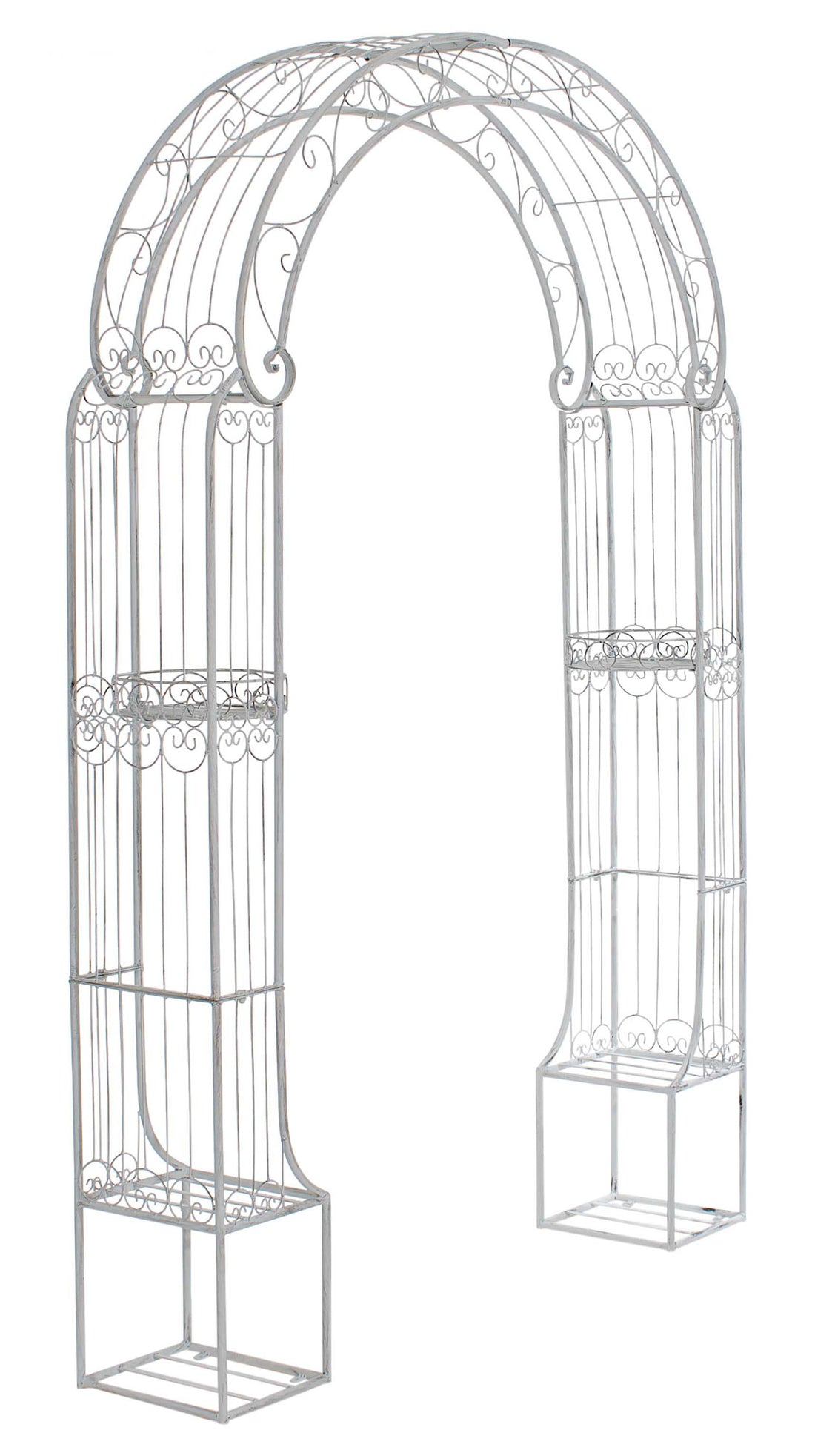 IJzeren Boog voor Klimplanten - Tuin Trellis - Elegant Ontwerp met Opbergmogelijkheden Kleur antiek wit