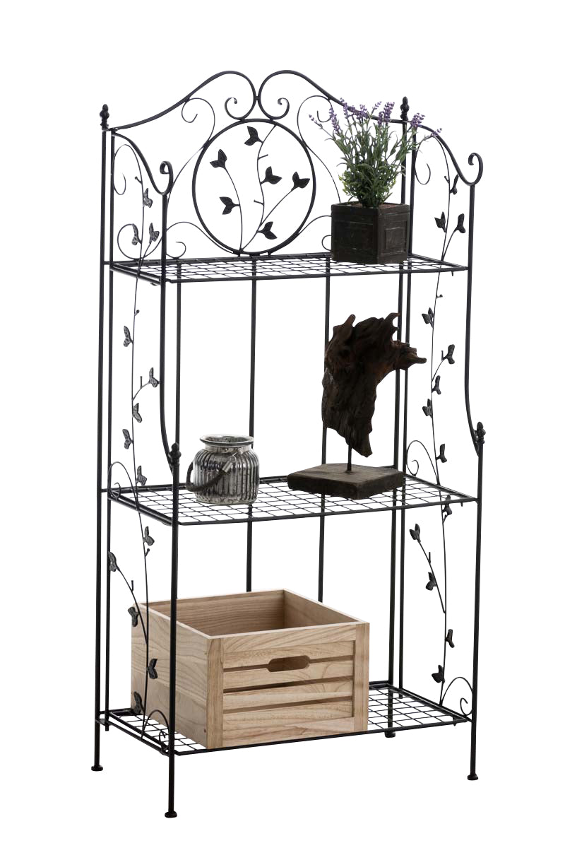 Landelijk Staand Rek, Metalen Organisator, Stevig & Inklapbaar Design Kleur zwart