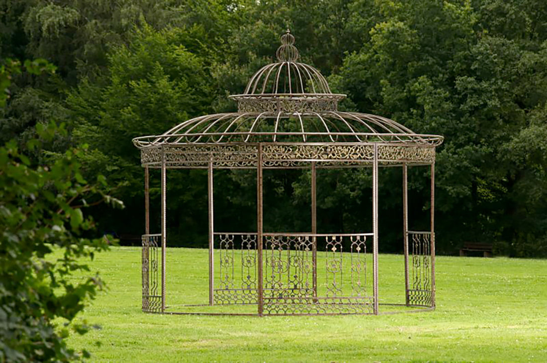 Rond Luxepaviljoen - Tuinpaviljoen - Handgesmeed Design, Verhoogt Waarde van Uw Tuin Kleur bronzen
