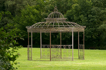 Rond Luxepaviljoen - Tuinpaviljoen - Handgesmeed Design, Verhoogt Waarde van Uw Tuin Kleur bronzen