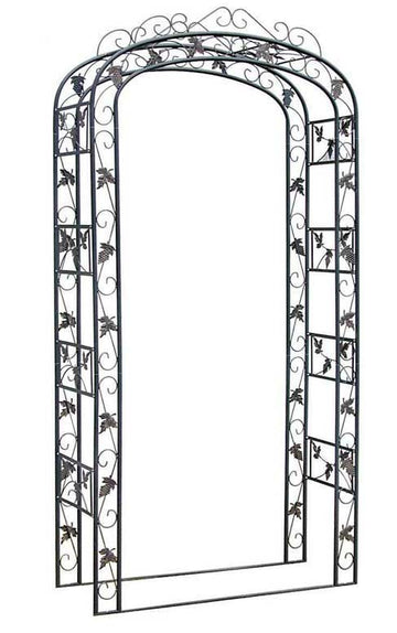 Tuinboog - Klimrek - Handgemaakt Metaal 240cm Hoog - Stijlvol Ontwerp Kleur zwart