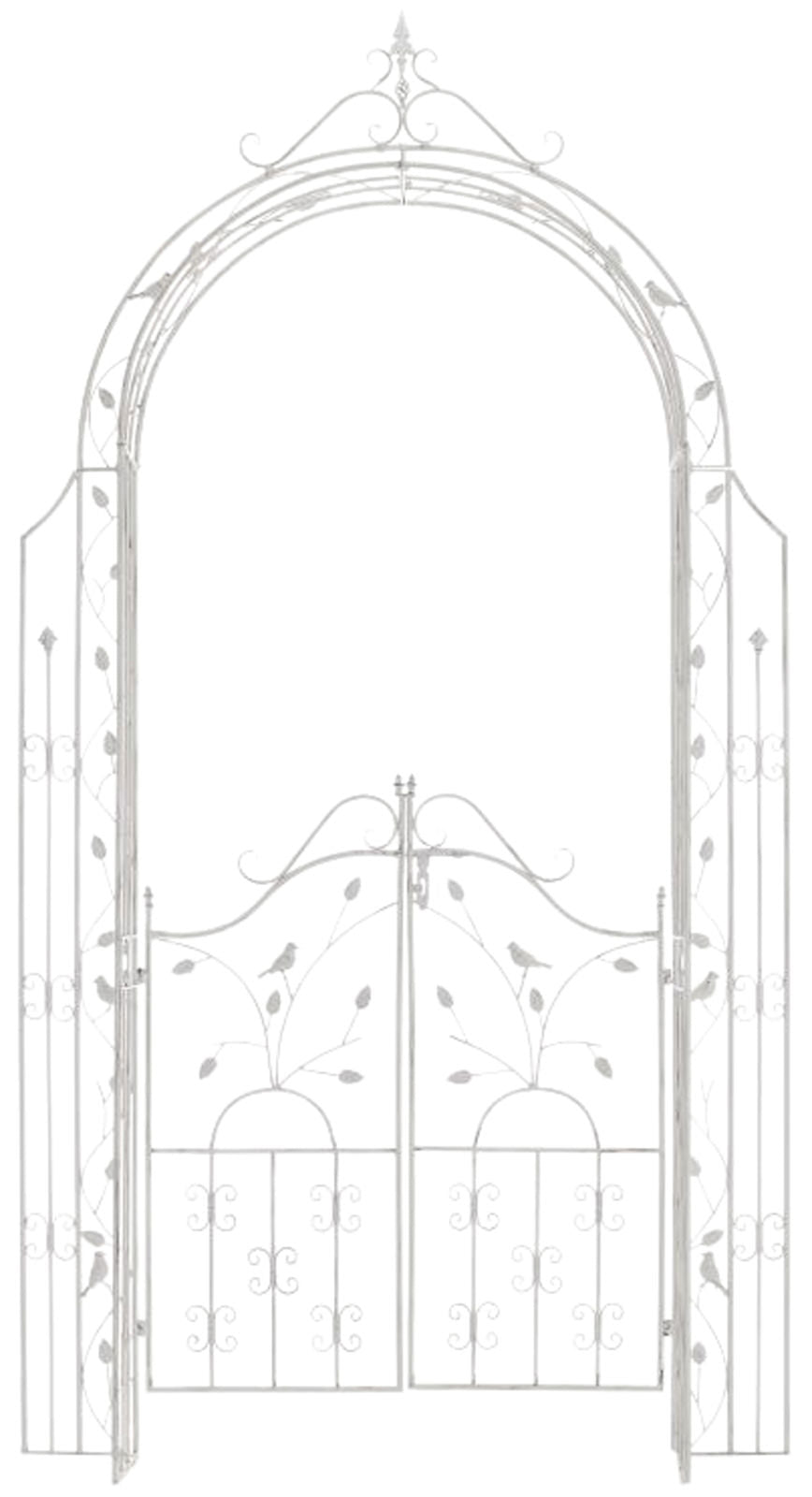 Tuinboog met poort - Klimhulp - Duurzaam ijzer ontwerp Kleur antiek wit