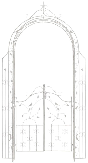 Tuinboog met poort - Klimhulp - Duurzaam ijzer ontwerp Kleur antiek wit
