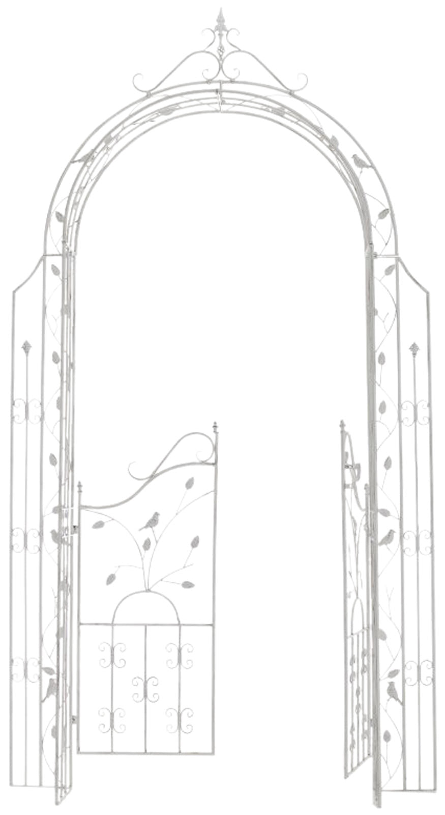 Tuinboog met poort - Klimhulp - Duurzaam ijzer ontwerp Kleur antiek wit
