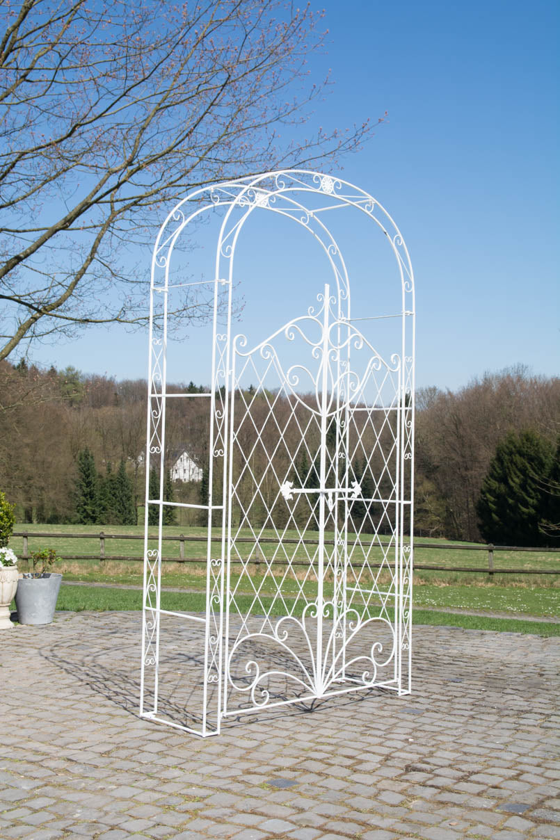 Elegante Tuinboog met Hek - Klantenstop - Duurzame IJzeren Constructie Kleur wit