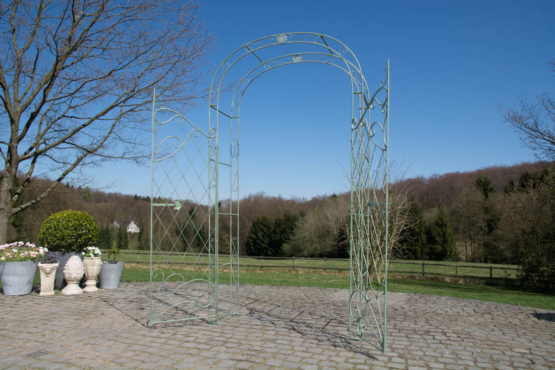 Rozenboog, Klimhulp - Decoratief Hek - Duurzaam Ijzerontwerp Kleur antiek-groen