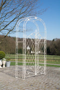 Rozenboog met Poort - Tuinboog - Duurzame Ijzeren Constructie, Perfect voor Klimplanten Kleur antiek-crème