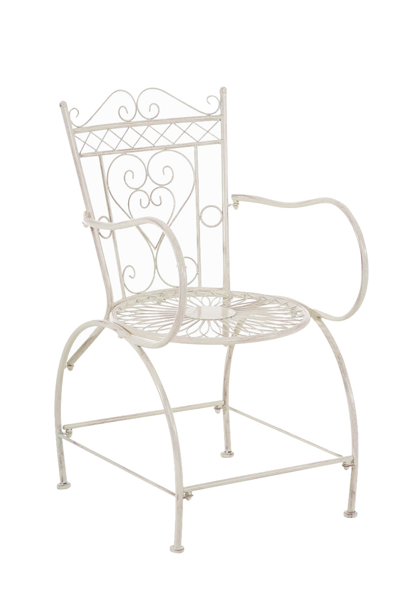 Nostalgische Tuinstoel - Antieke Tuinzetel - Handgemaakt IJzer, Stabiel Design Kleur antiek-creme