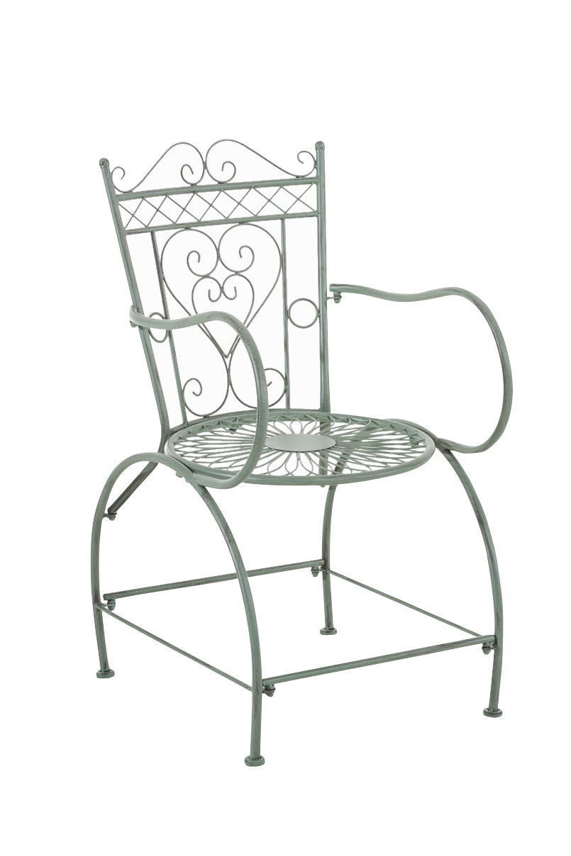 Nostalgische Tuinstoel - Antieke Tuinzetel - Handgemaakt IJzer, Stabiel Design Kleur antiek-groen