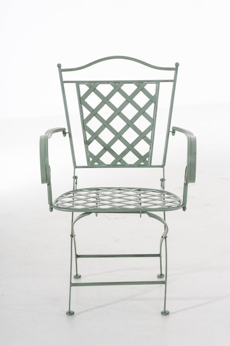 Nostalgische Terrasstoel - Tuinstoel - Handgemaakt IJzer, Stabiel Design Kleur antiek-groen