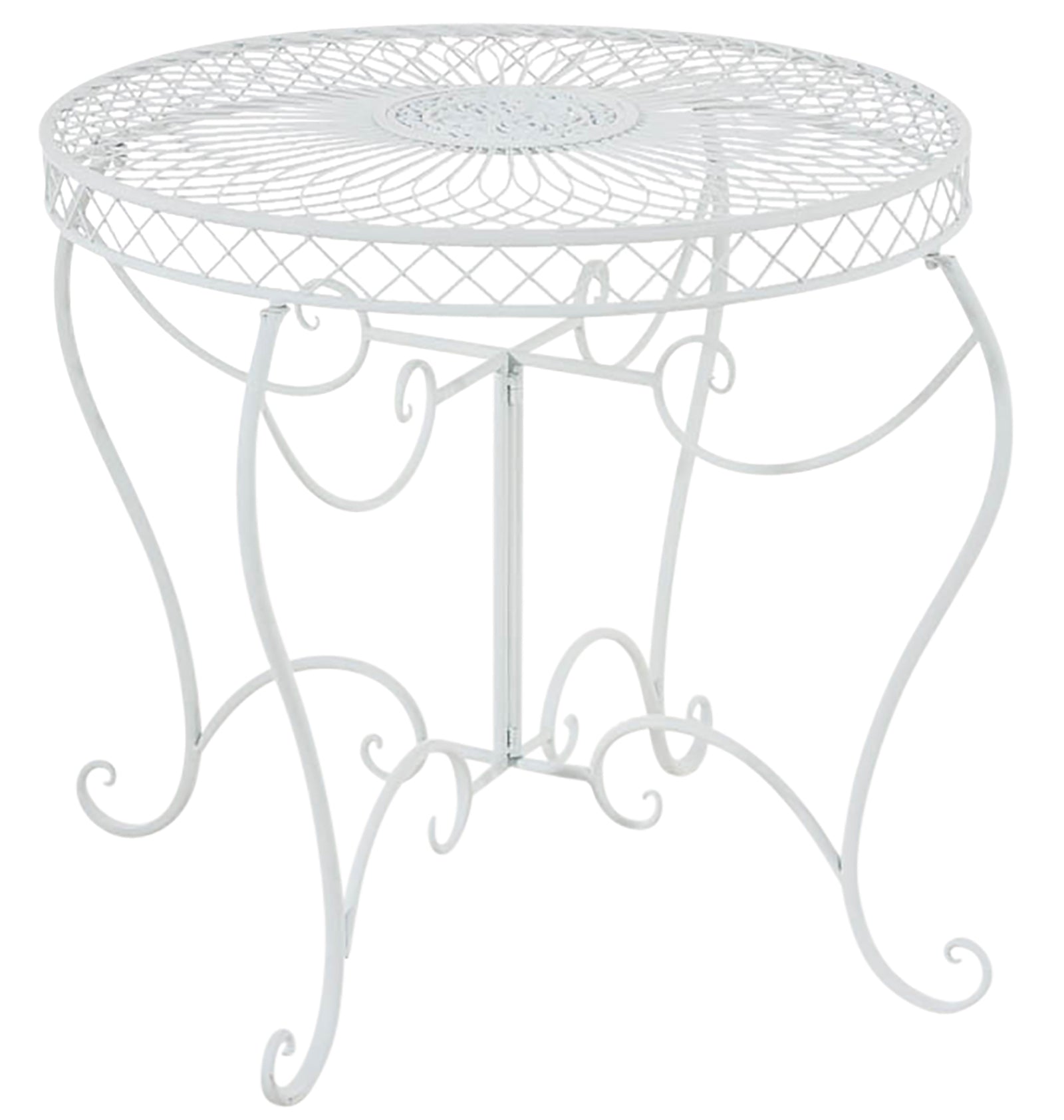 Tuin Tafel - Nostalgische Stijl - Handgemaakt Antieke Patina - IJzer Stabiel Kleur wit