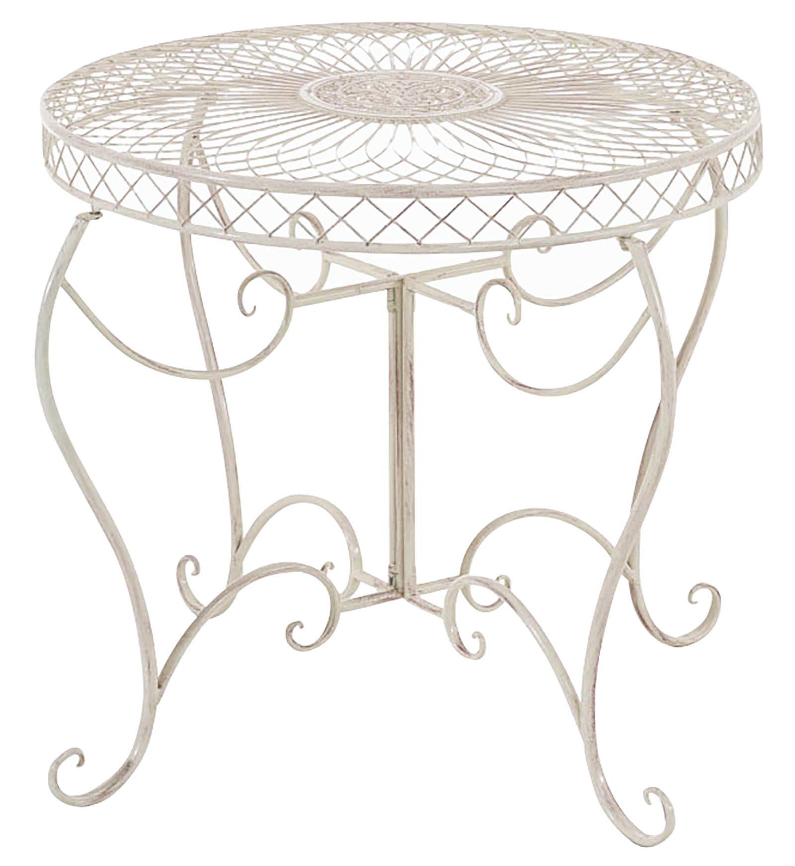 Tuin Tafel - Nostalgische Stijl - Handgemaakt Antieke Patina - IJzer Stabiel Kleur antiek-creme