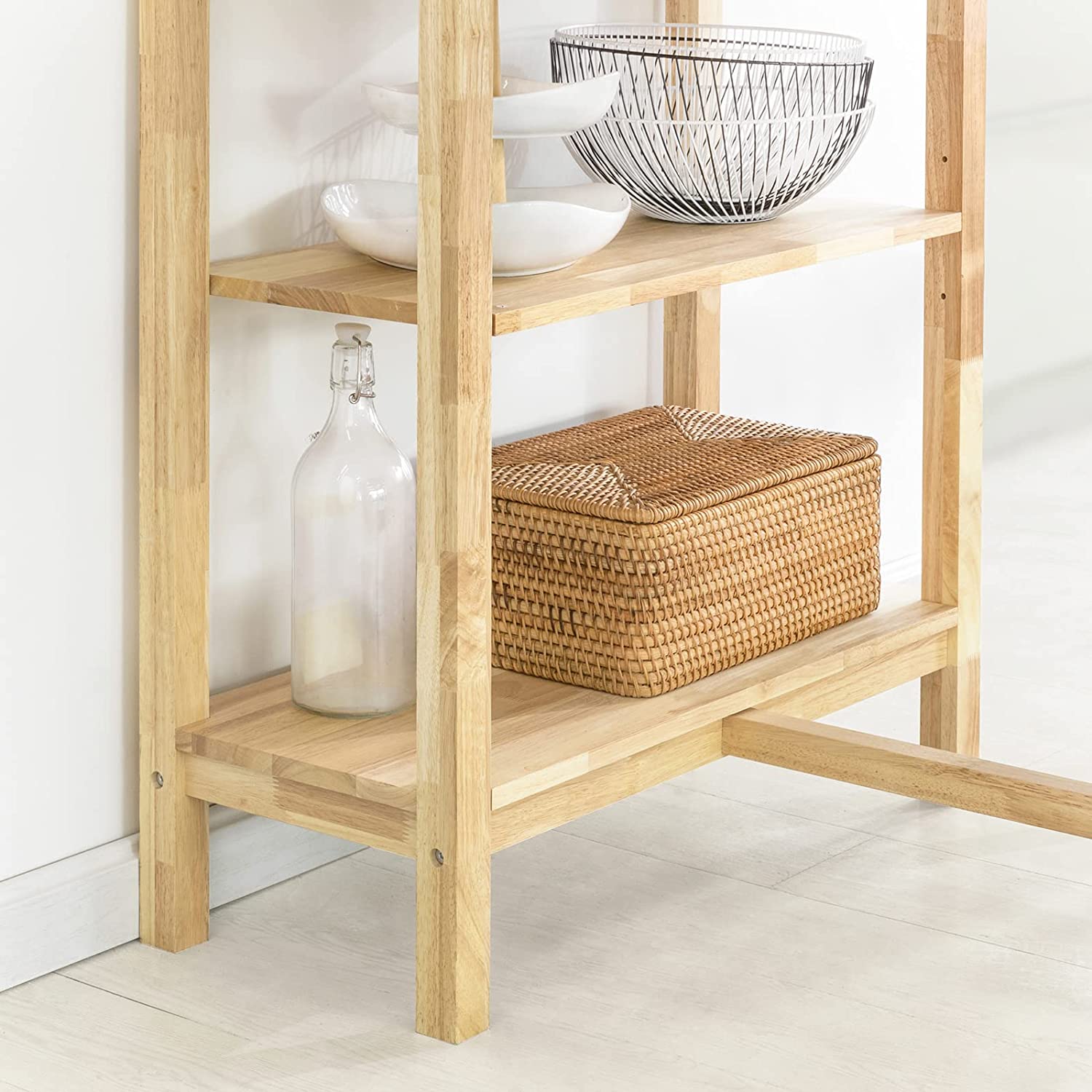 Eettafel Eetkamertafel Keukentafel met 4 opbergplanken - Eettafel van rubberhout