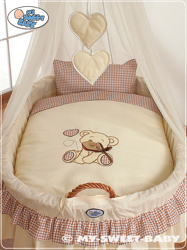 Wicker babynest, handgeweven wieg, groot ligvlak en comfortabel beddengoed