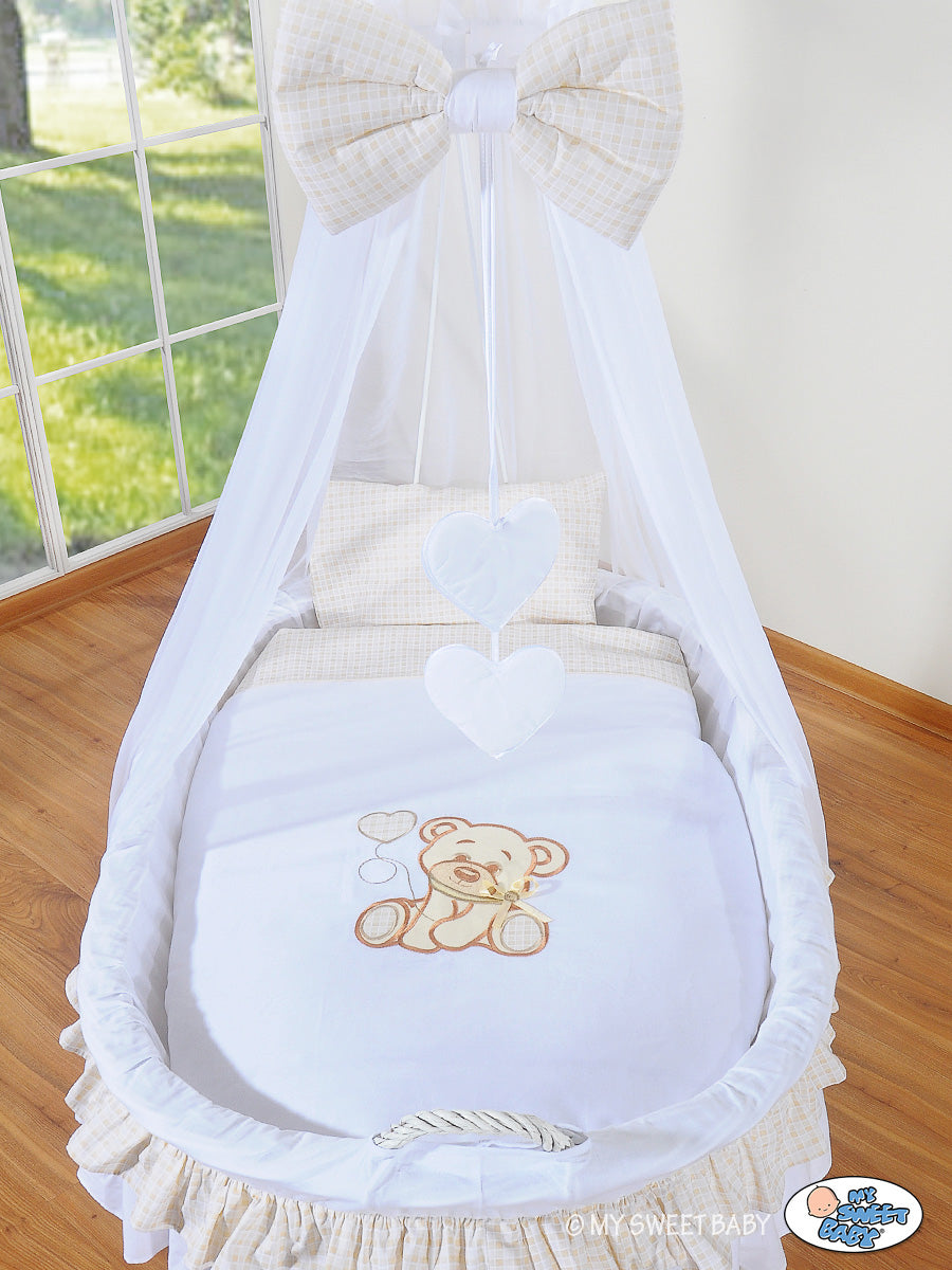 Wicker wieg met strik - handgemaakte babywieg - grootste ligruimte voor langdurig gebruik