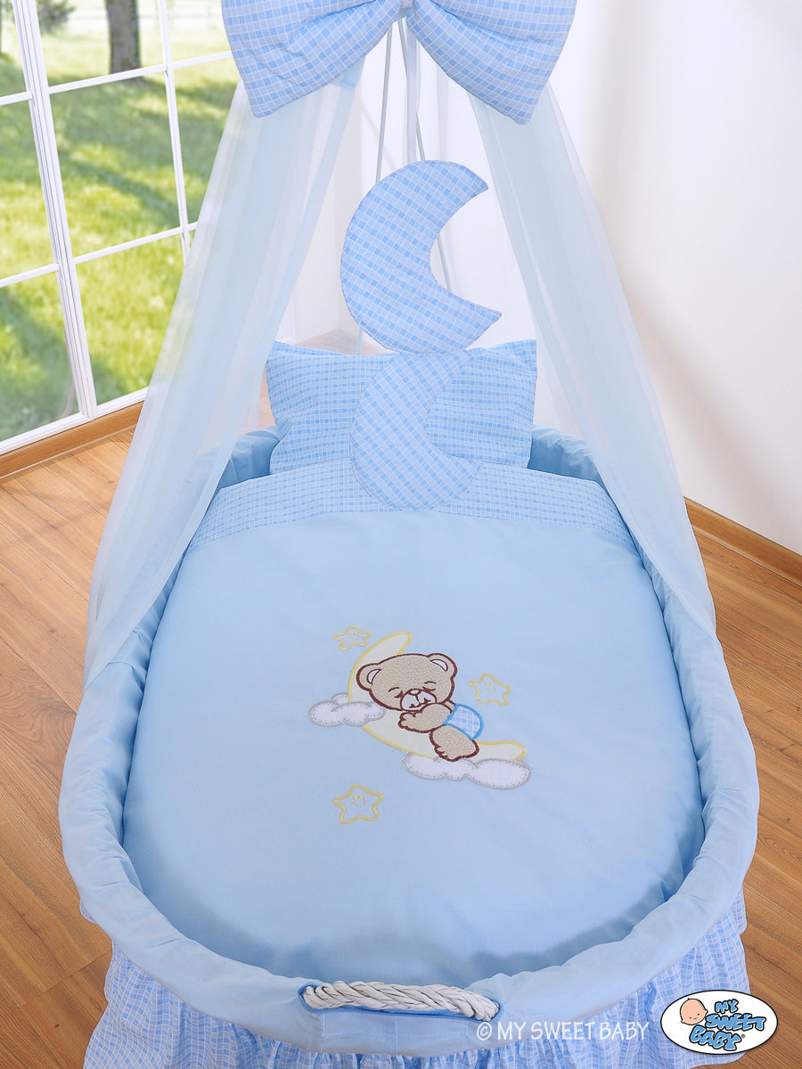 Naturlig rottingvagga - babykorg - största liggytan och mobil med bromsar