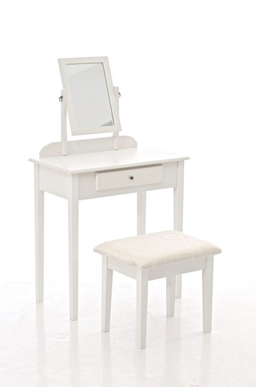 Kaptafel Diana met verstelbare spiegel en kruk | Kleur: Wit | Afmetingen: 72x41x76 cm